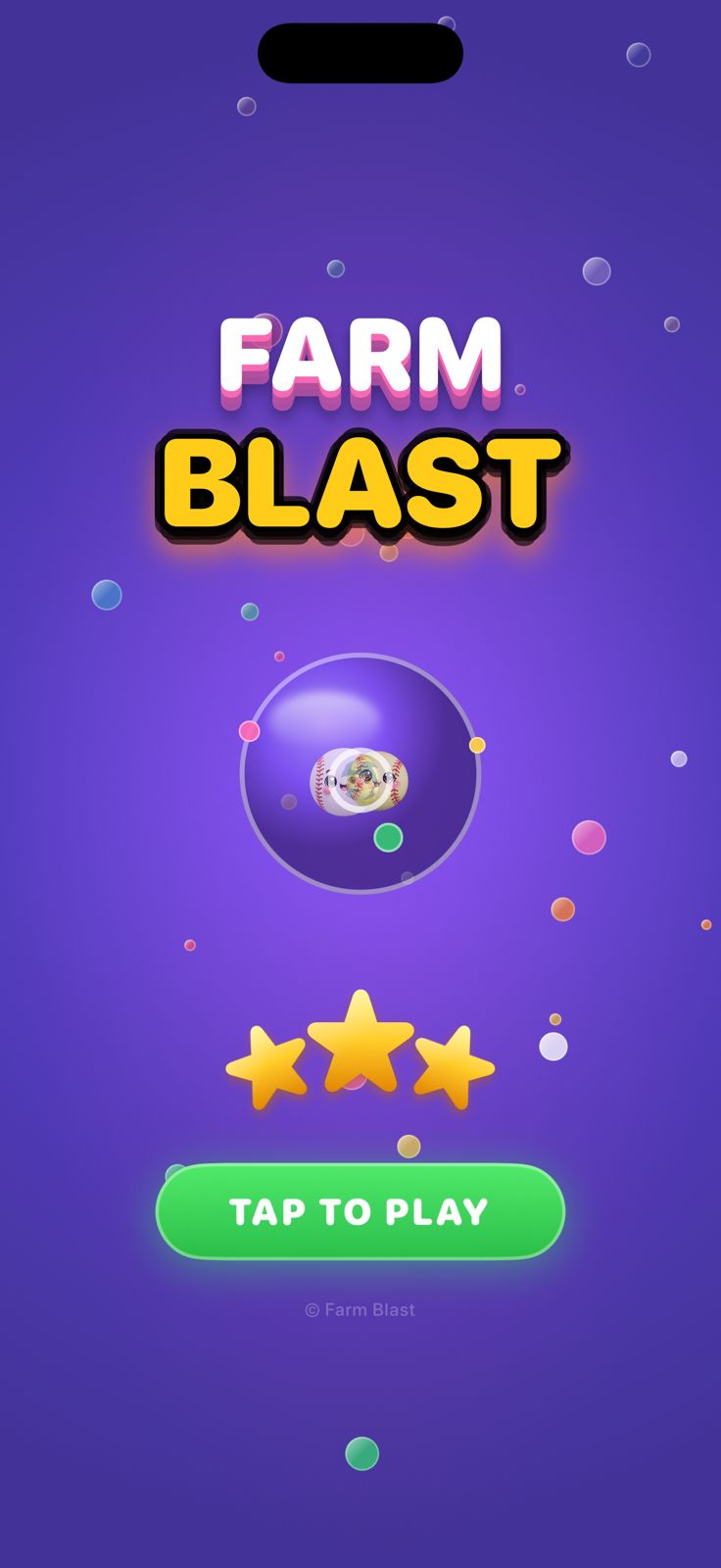 Farm Blast title screen with Tap to Play