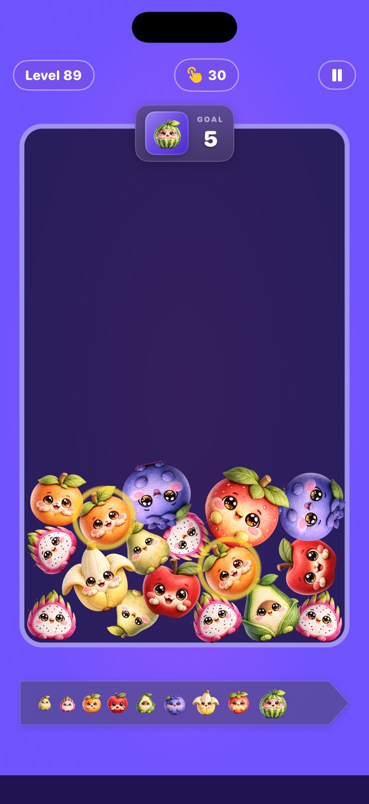 Move-limited fruit level with a merge goal
