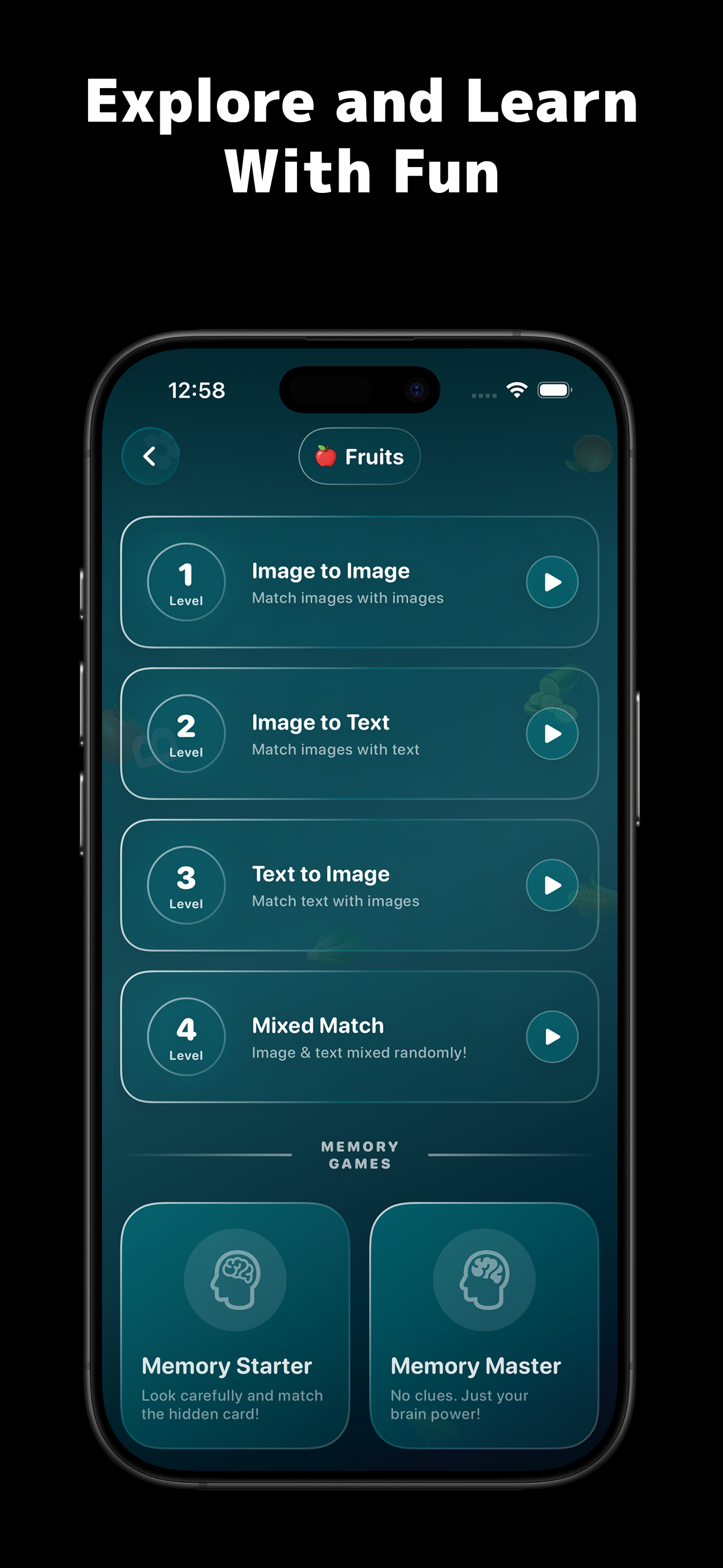Explore and learn with multiple game levels