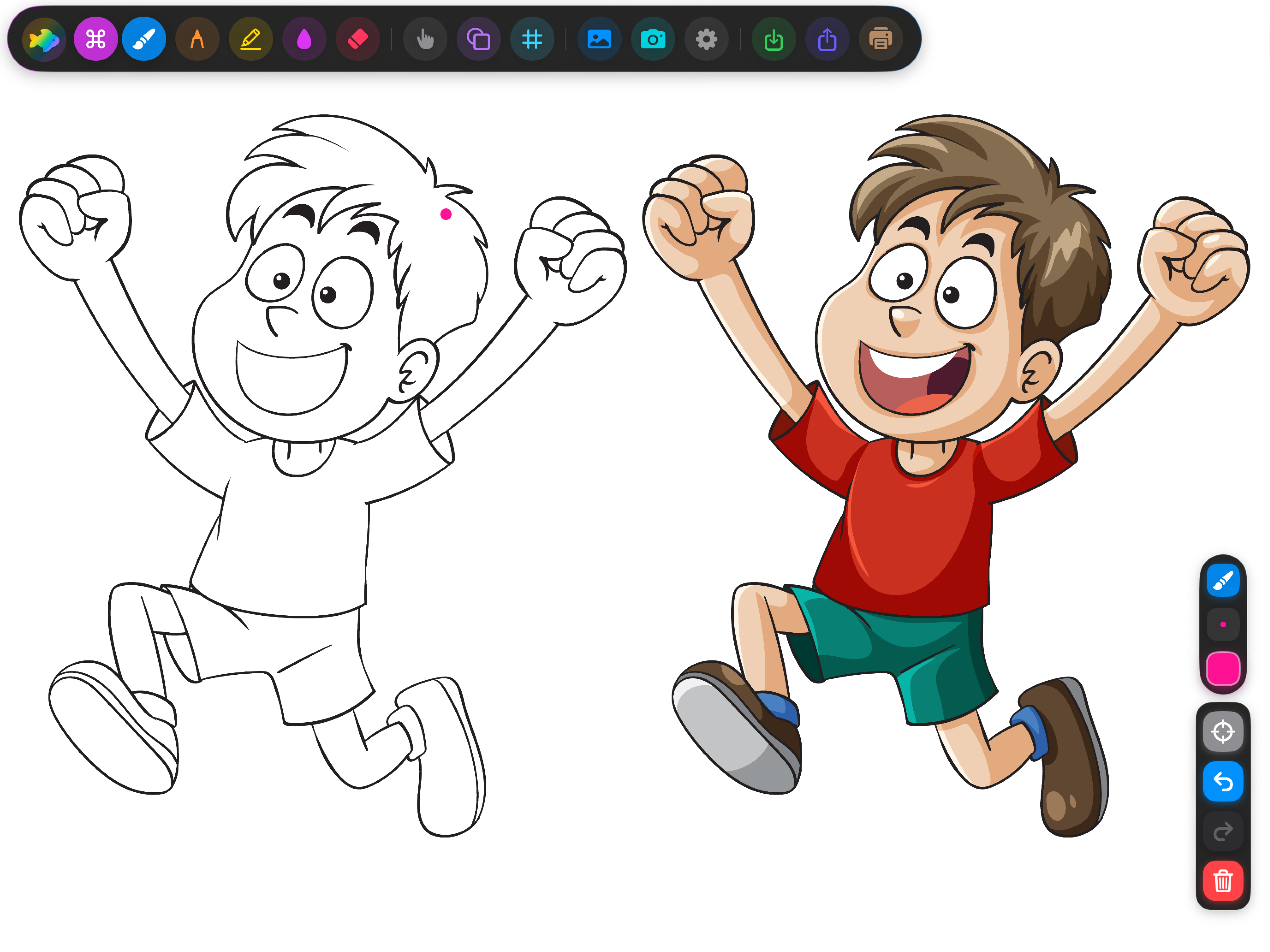 Whiteboard Kids on iPad-coloring screen