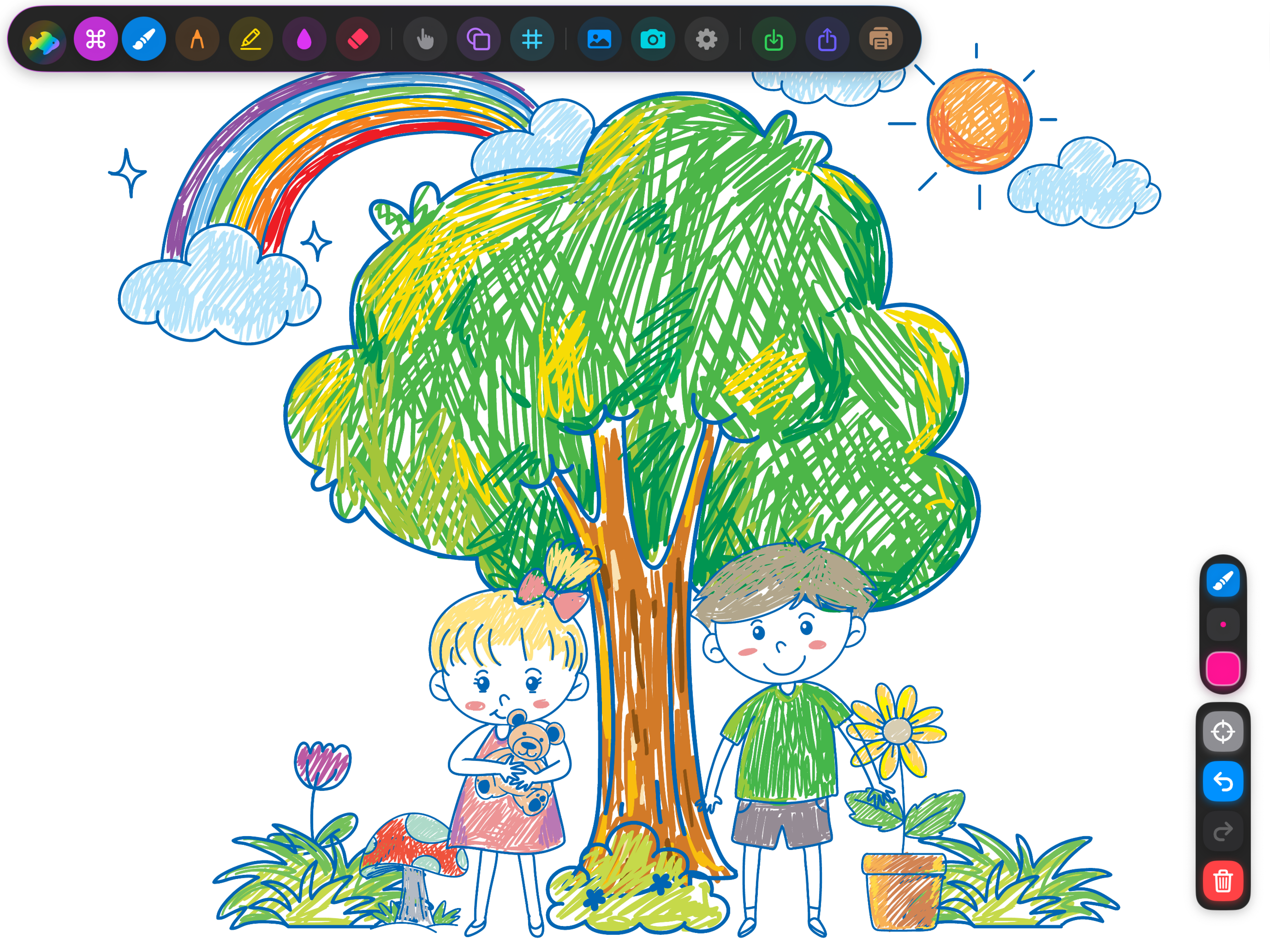 Whiteboard Kids app on iPad-drawing screen